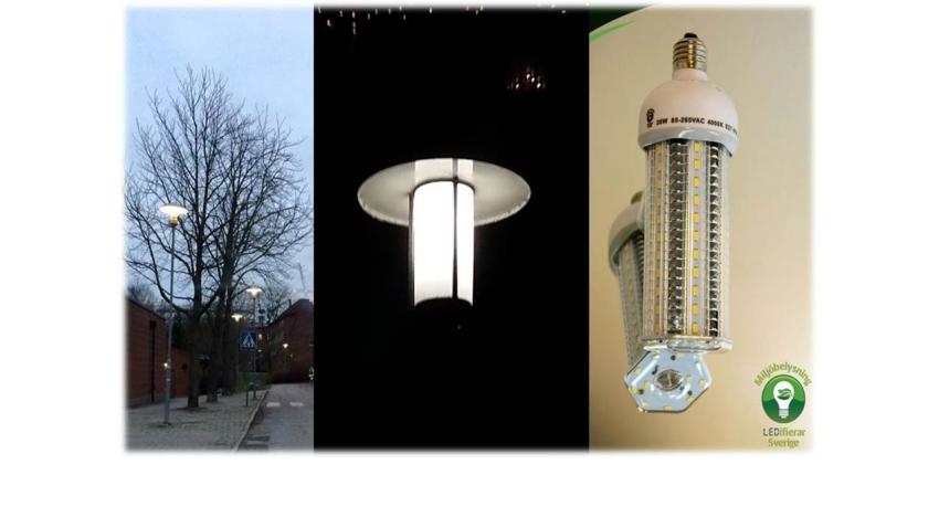 Nu har vi bytt till 28 W LED-lampor i vår utebelysning